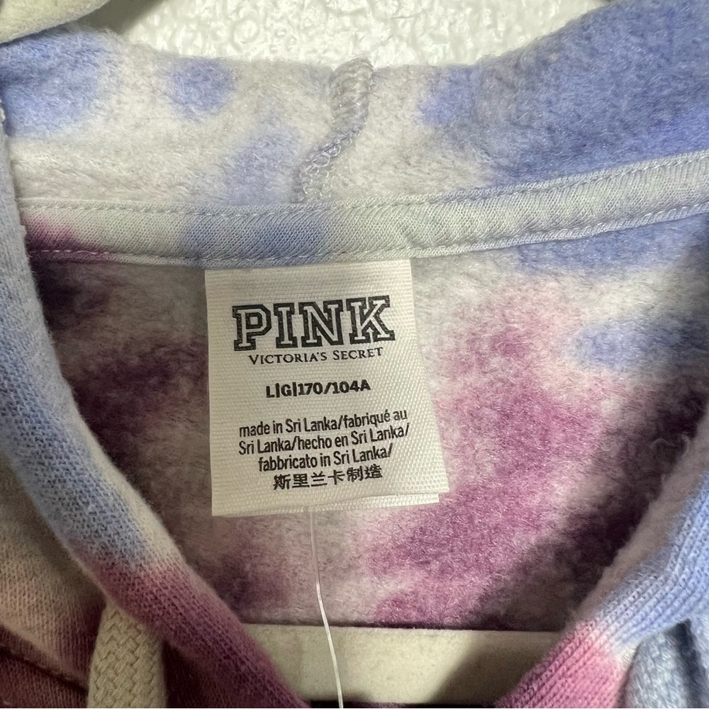 PINK Victoria’s Secret Tie-Dye Zip up Hoodie Gray Multi color Size L NWT - Picture 5 of 10